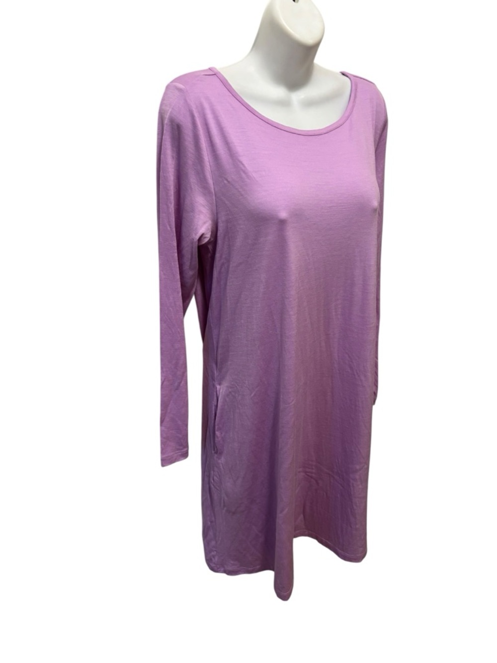 Wool&Co Rowena Swing Dress Sz L Lavender A-Line Long Sleeve Casual Everyday - Picture 2 of 8
